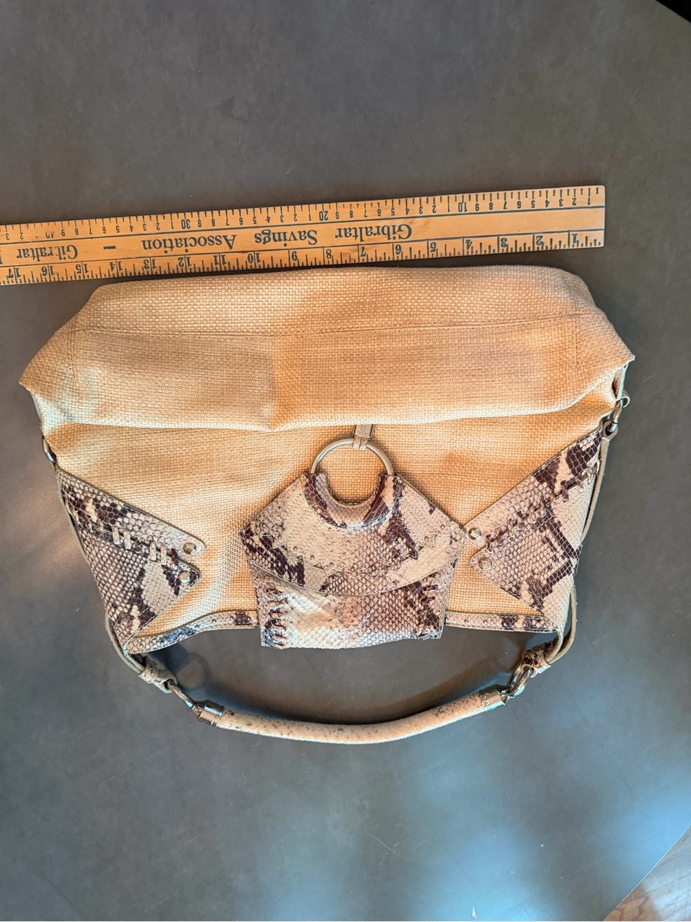 Cole Haan Collection Summer 2006 Raffia & Python Hobo Bag Y2K - Picture 6 of 8
